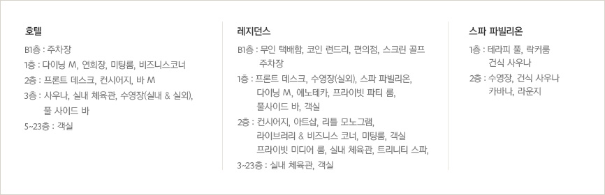 층별안내도(하단 내용 참조)