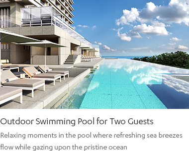 Outdoor Swimming Pool for Two Guests : Relaxing moments in the pool where refreshing sea breezes flow while gazing upon the pristine ocean