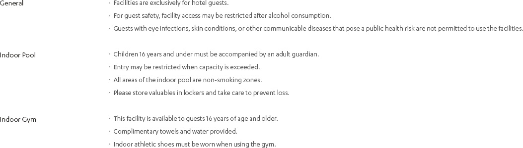 General, Indoor Pool, Indoor Gym Info