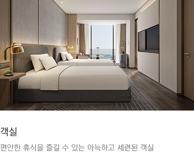 객실 : 편안한 휴식을 즐길 수 있는 아늑하고 세련된 객실